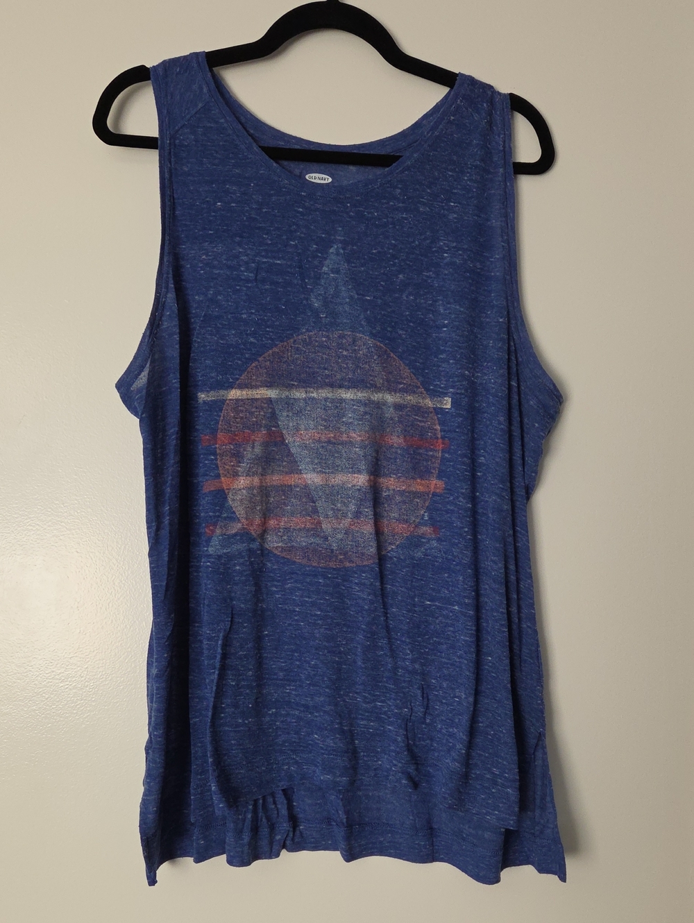 Old Navy Blue Graphic Sleeveless Burnout Tunic Tank